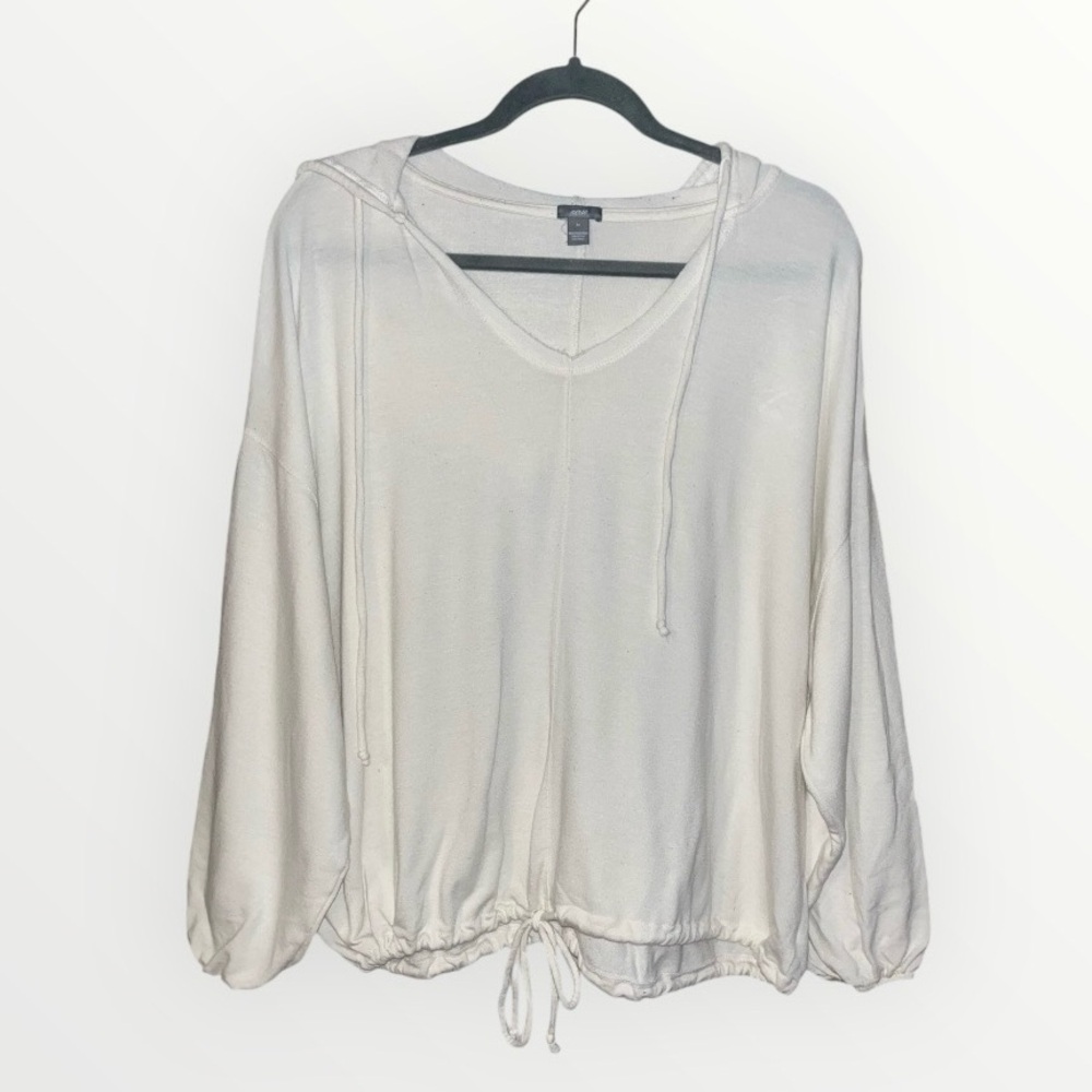Aerie American Eagle White Cinched Bottom Oversized Lightweight Pullover Hoodie